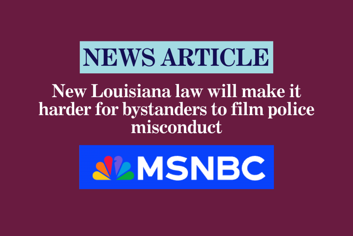 Volume Muted Icon ‘That’s not how we’re trained’: Former policing task force member reacts to death of U.S. airman by police New Louisiana law will make it harder for bystanders to film police misconduct