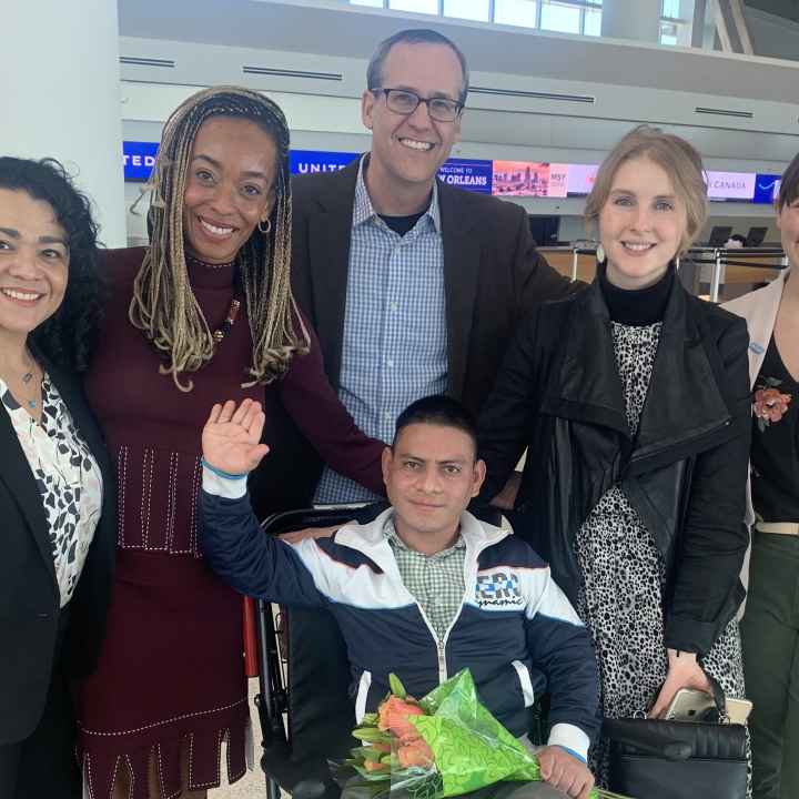 ACLU of Louisiana staff with Manuel Amaya Portillo at the airport
